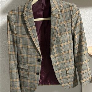 Isaac Mizrahi Gray and Tan Blazer Classic Tailored Design